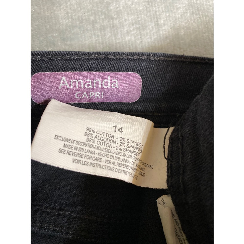 High-Rise Black Preppy Capri Jean Gloria Vanderbilt Amanda Sz 14 (34x18) Stretch - Picture 6 of 8
